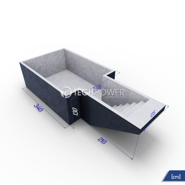 Betonový bazén 550 × 240 × 130 - schody 135 cm