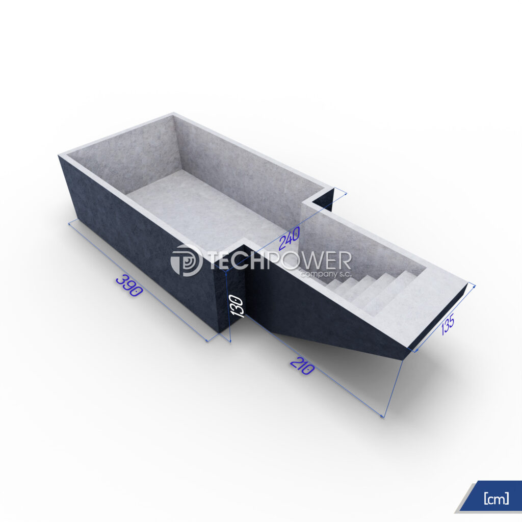 Betonový bazén 600 × 240 × 130 - schody 135 cm