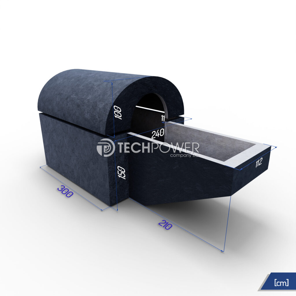 Betonový sklep s klenbou 300 × 240 × 250 s monolitickými schody