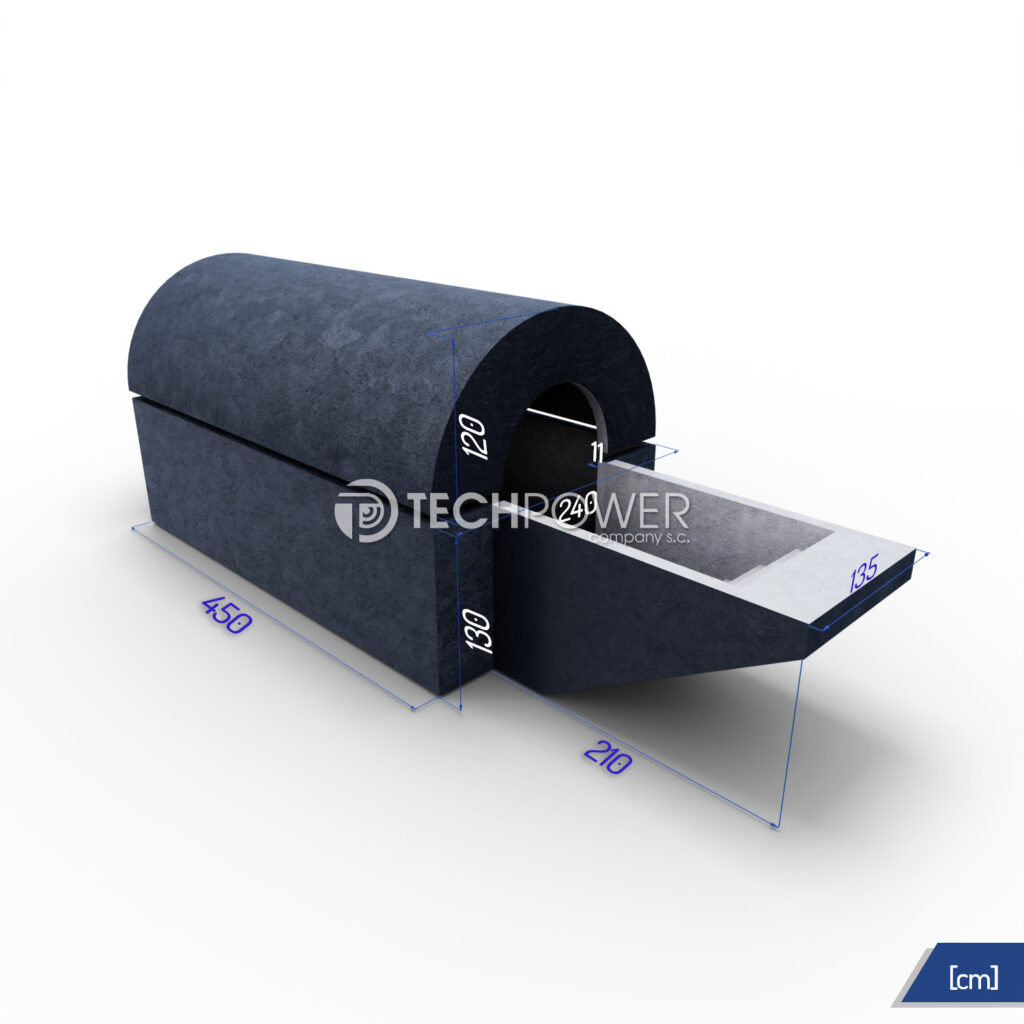 Betonový sklep s klenbou 450 × 240 × 250 s monolitickými schody