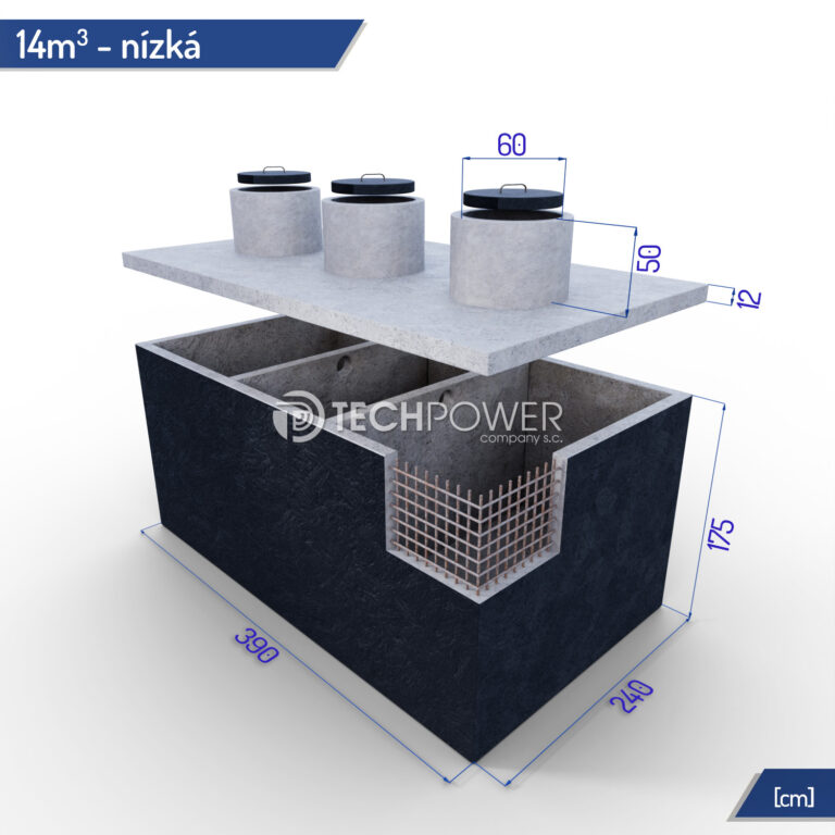 Tříkomorová betonová jímka 14 m³ - nízká